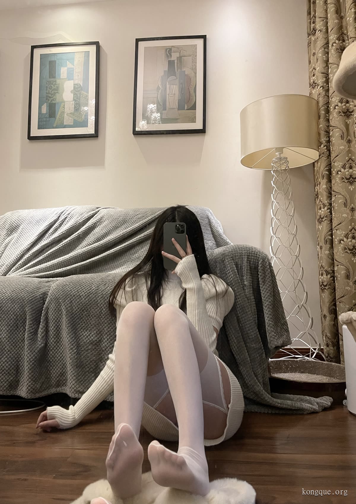 梦里一只喵_白色吊带袜__(4)