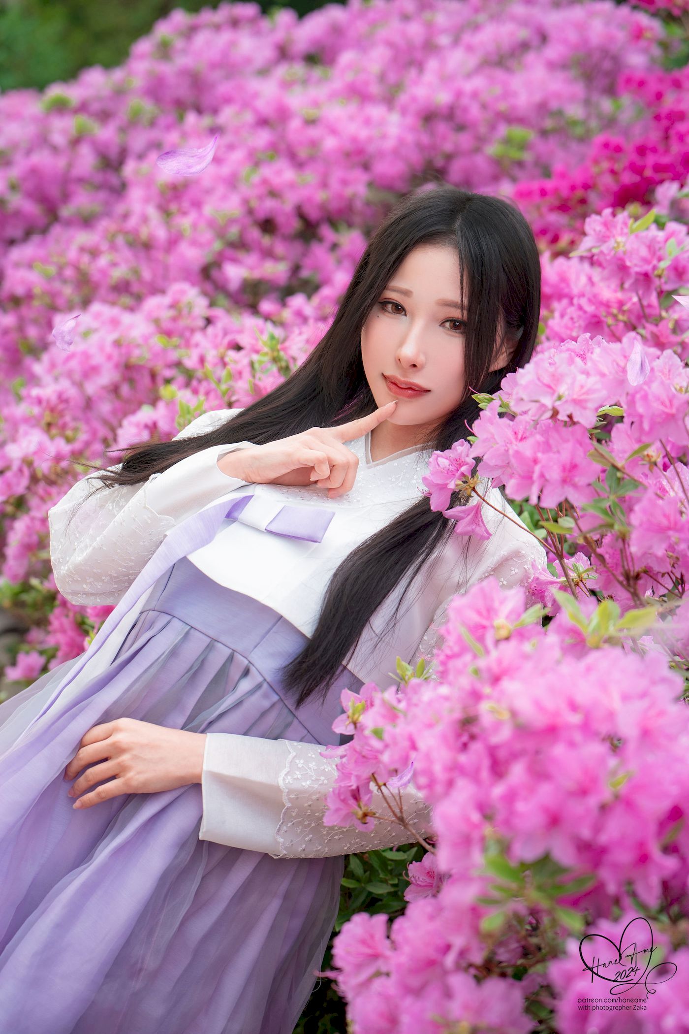 雨波HaneAme白色上衣淡紫长裙韩服‌主题写真-御萝部落