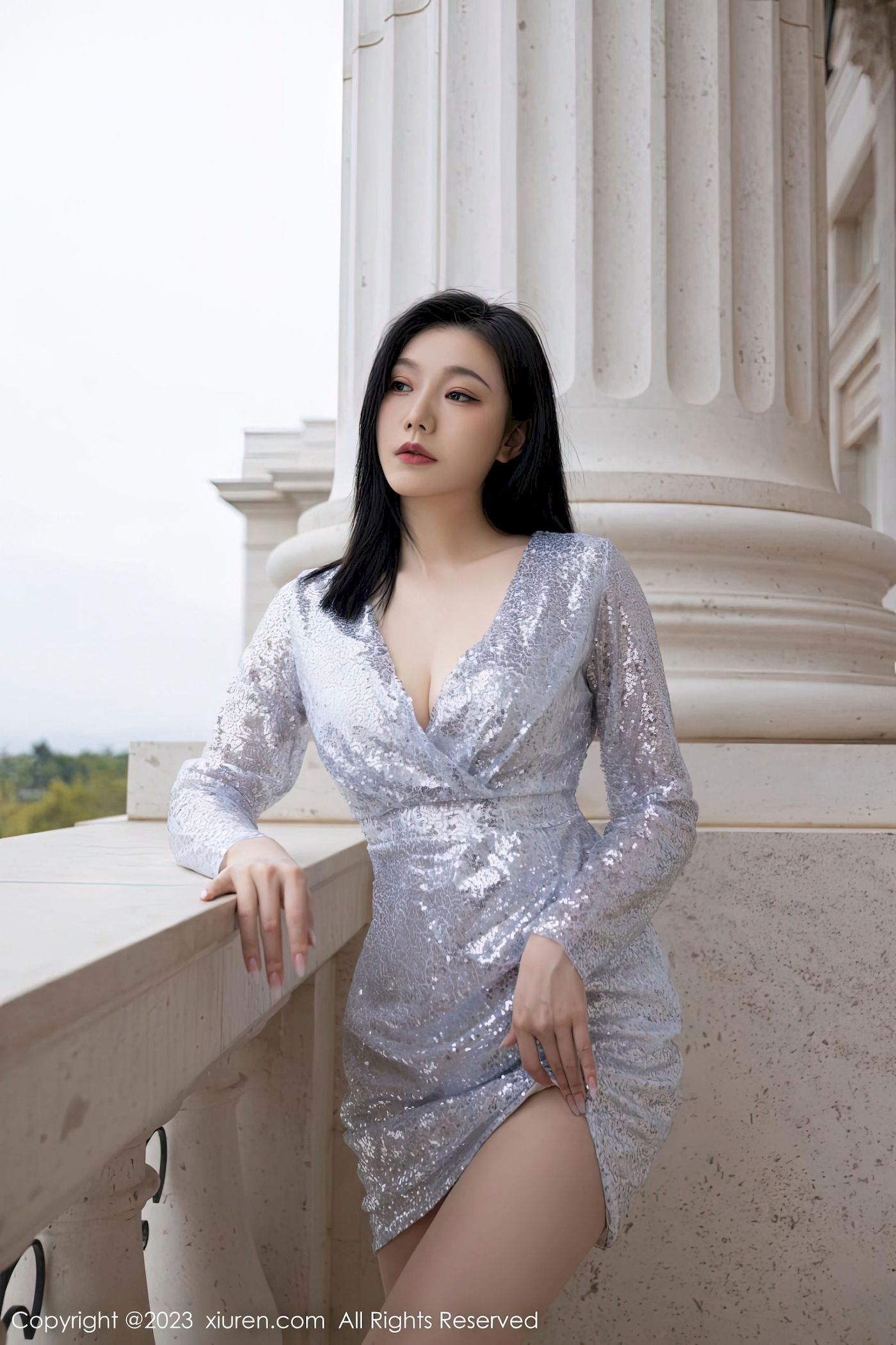 安然anran - 银灰短裙+原色丝袜写真