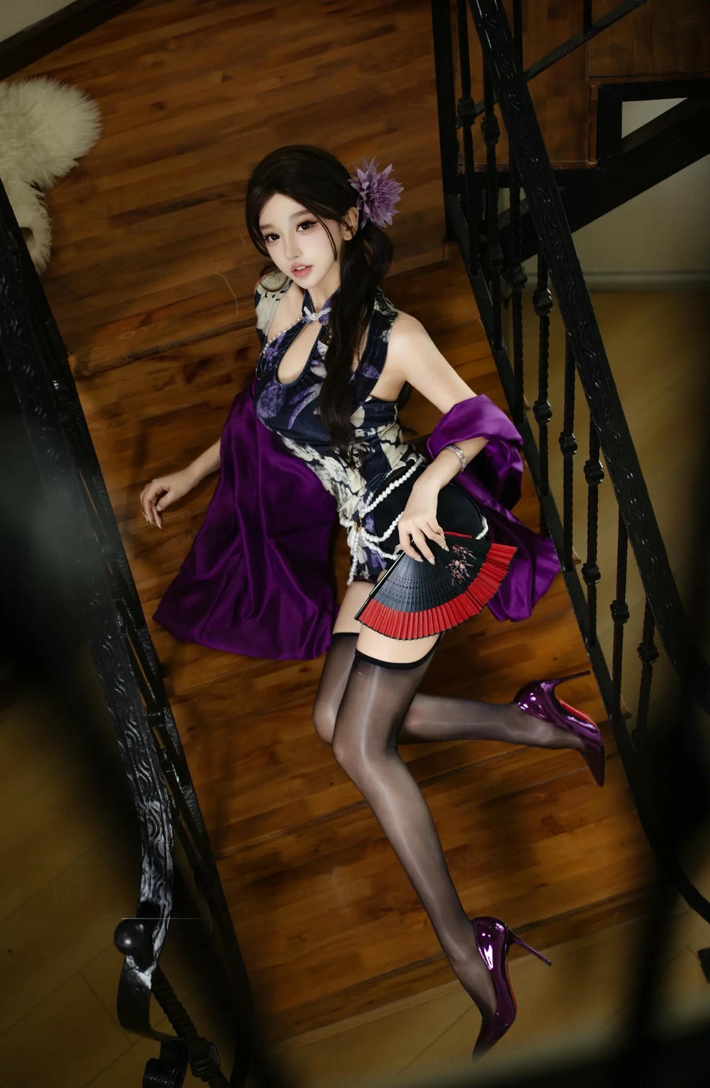 图片[14]-過期米線喵 紫韻旗袍【20P】 – COSPLAY-御萝部落